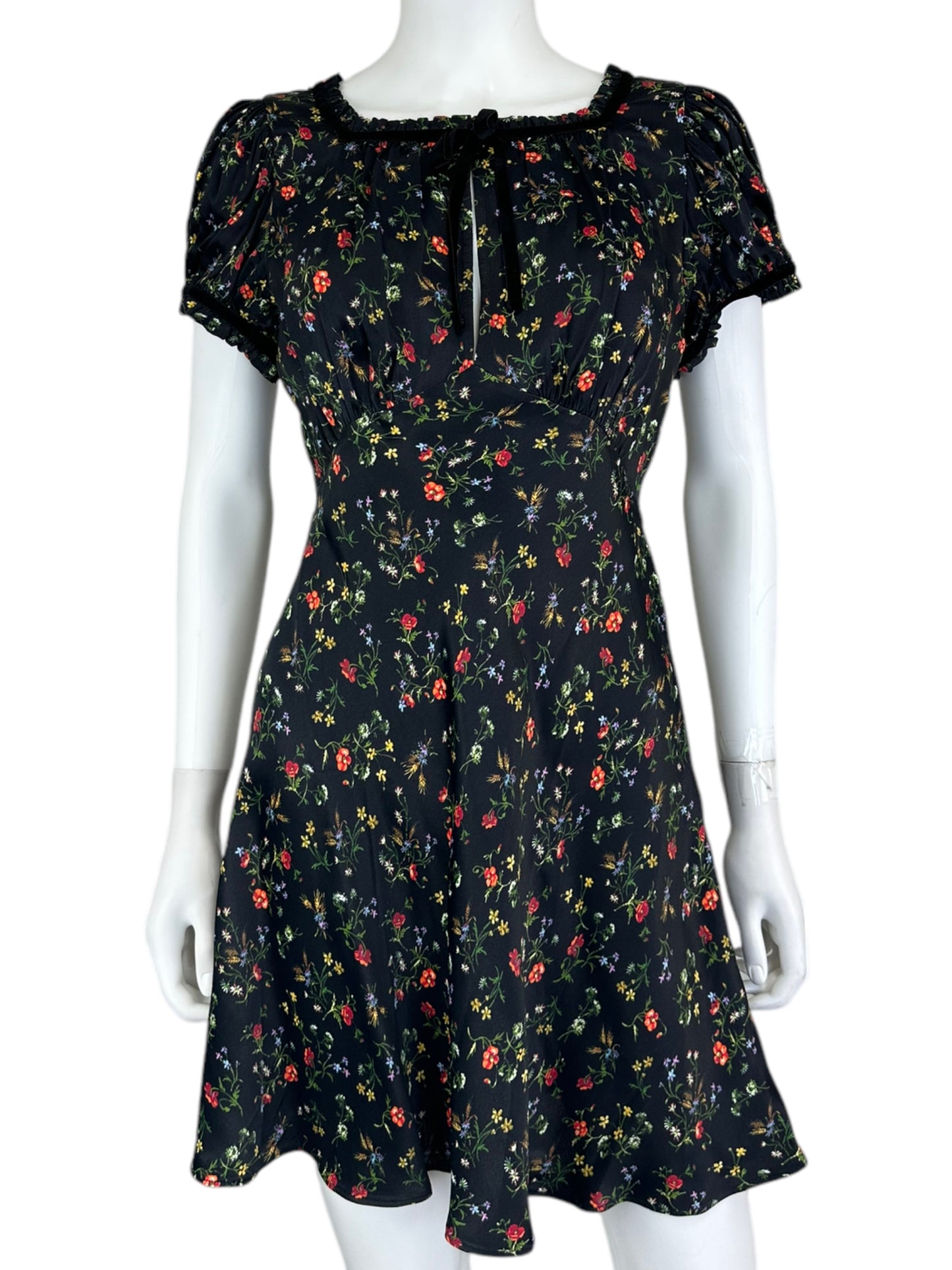 DOEN Black Floral Mini Dress Size S