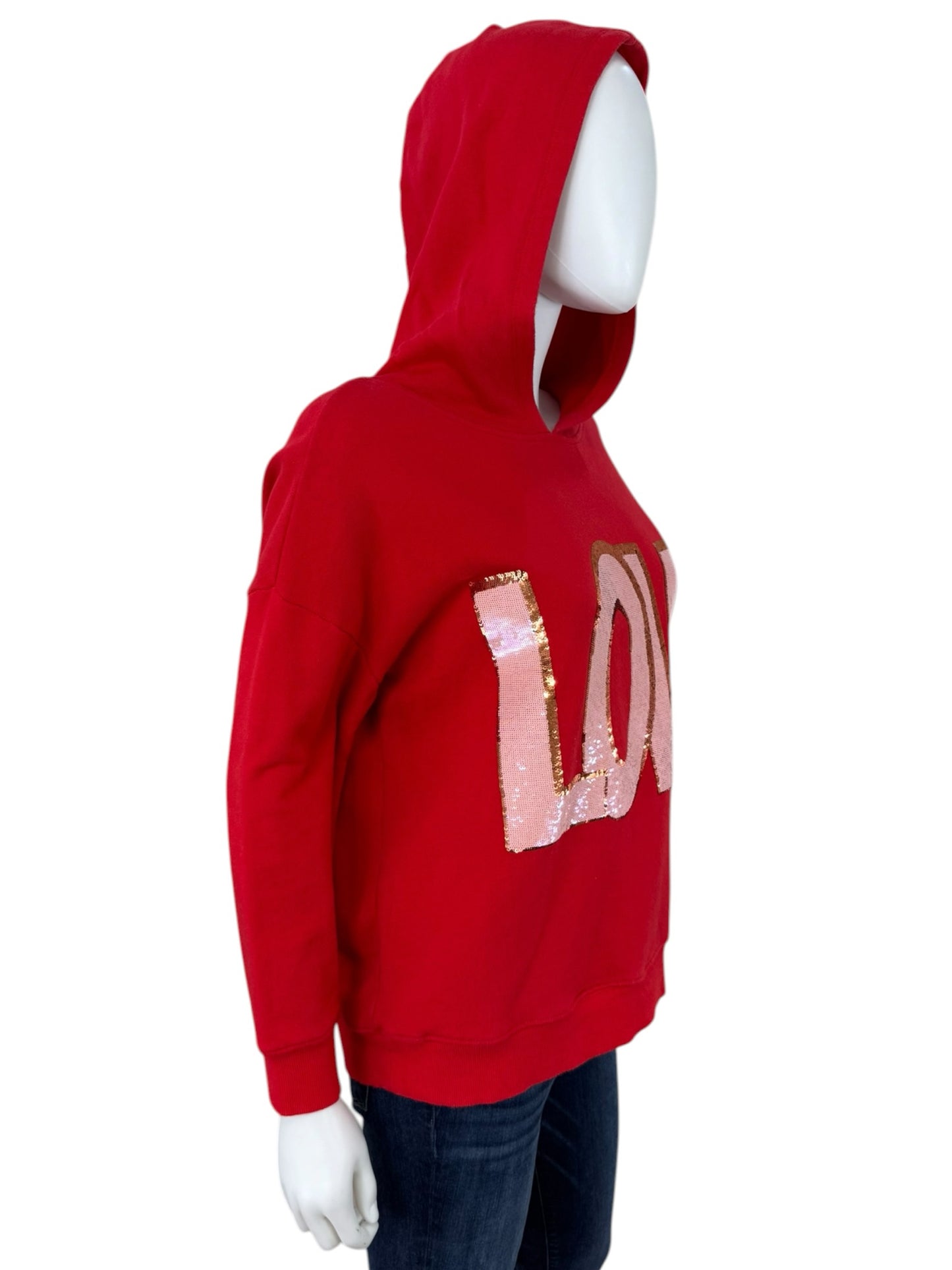 alice & olivia Red Vernie LOVE Graphic Hoodie Size XS