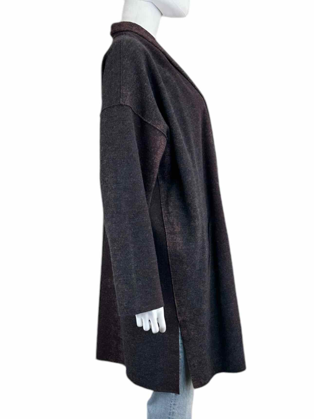 EILEEN FISHER Wool Blend Burgundy Cardigan Size L/XL