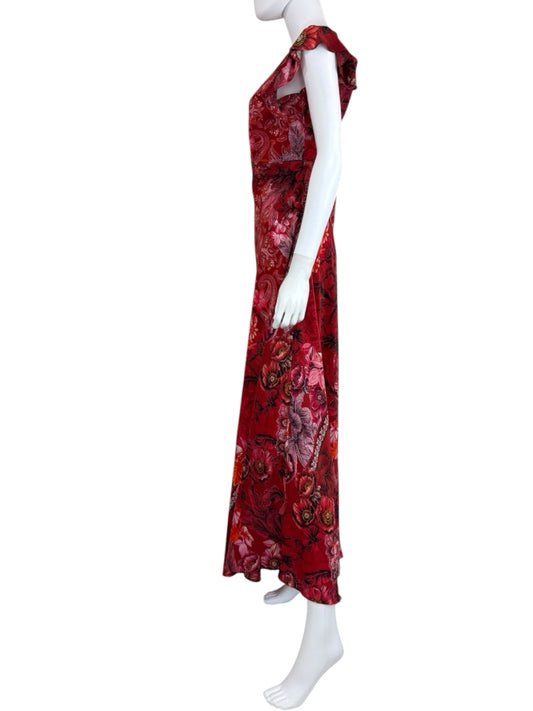 Robert Graham Red Floral Maxi Dress Size 12