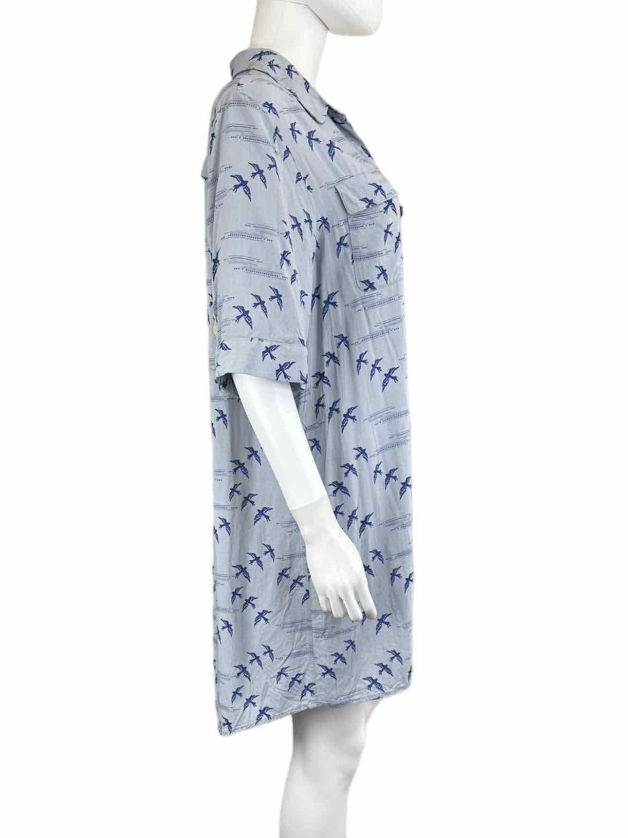 11.1.tylho Blue Bird Print Dress Size XL