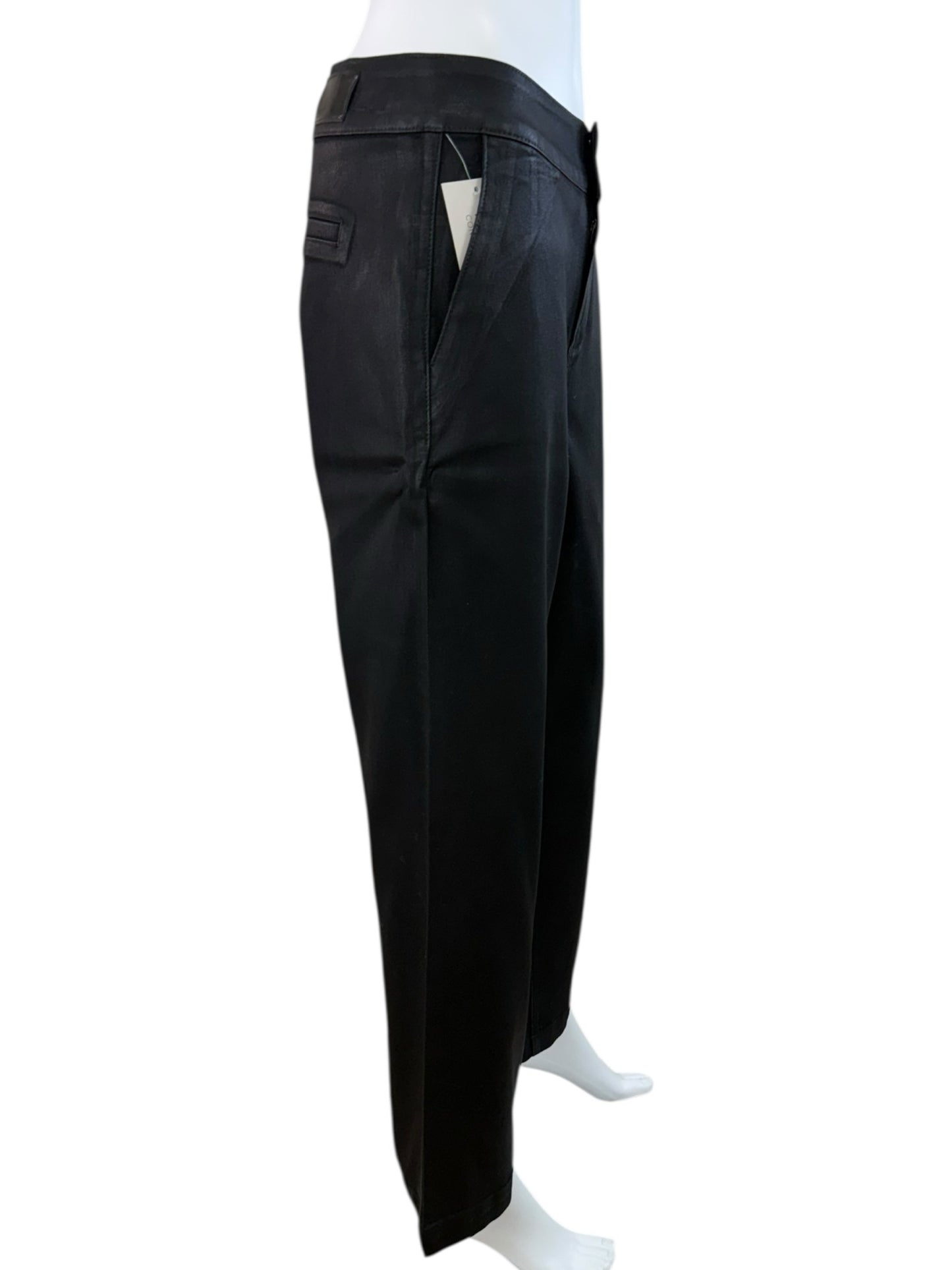 PAIGE Black Fog Luxe Coating NELLIE Trousers Size 29