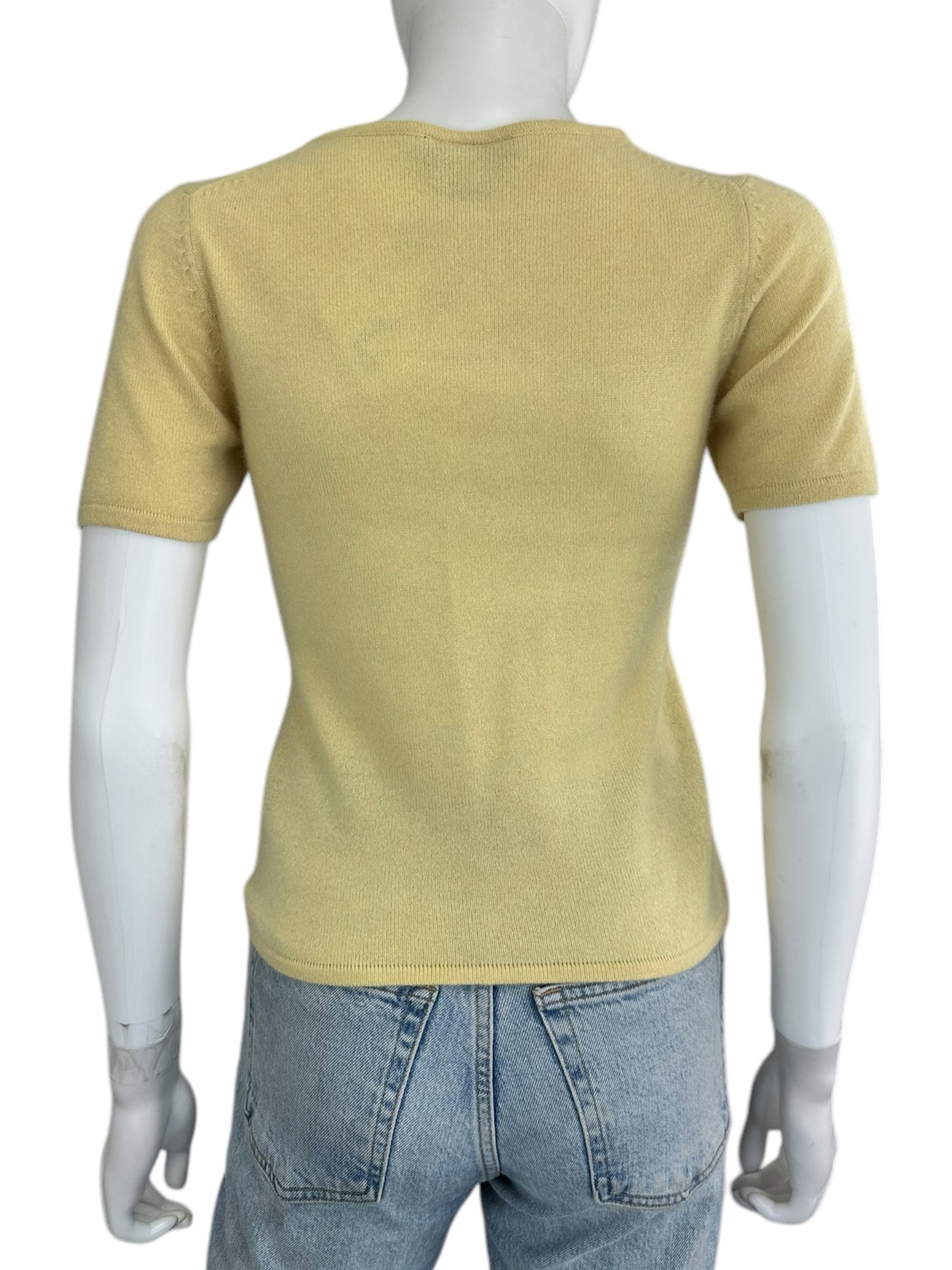 Ann Taylor 100% Cashmere Yellow Sweater Size XS