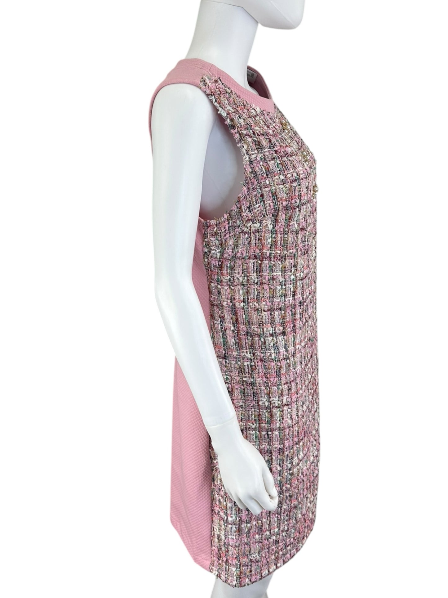 VOY Pink Tweed Shift Dress Size L