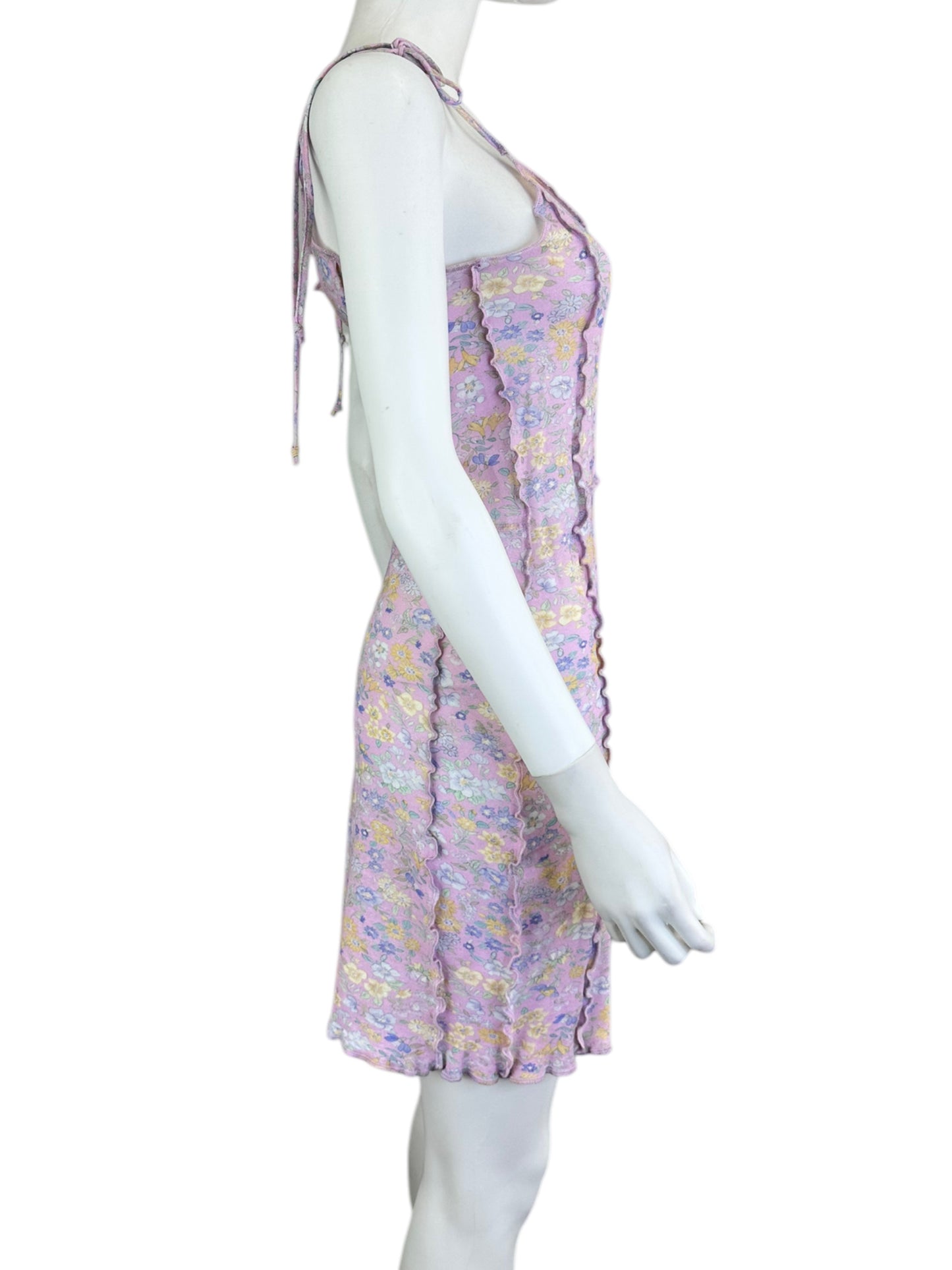 LOVE SHACK FANCY Purple Sheer Floral Mini Dress Size XS