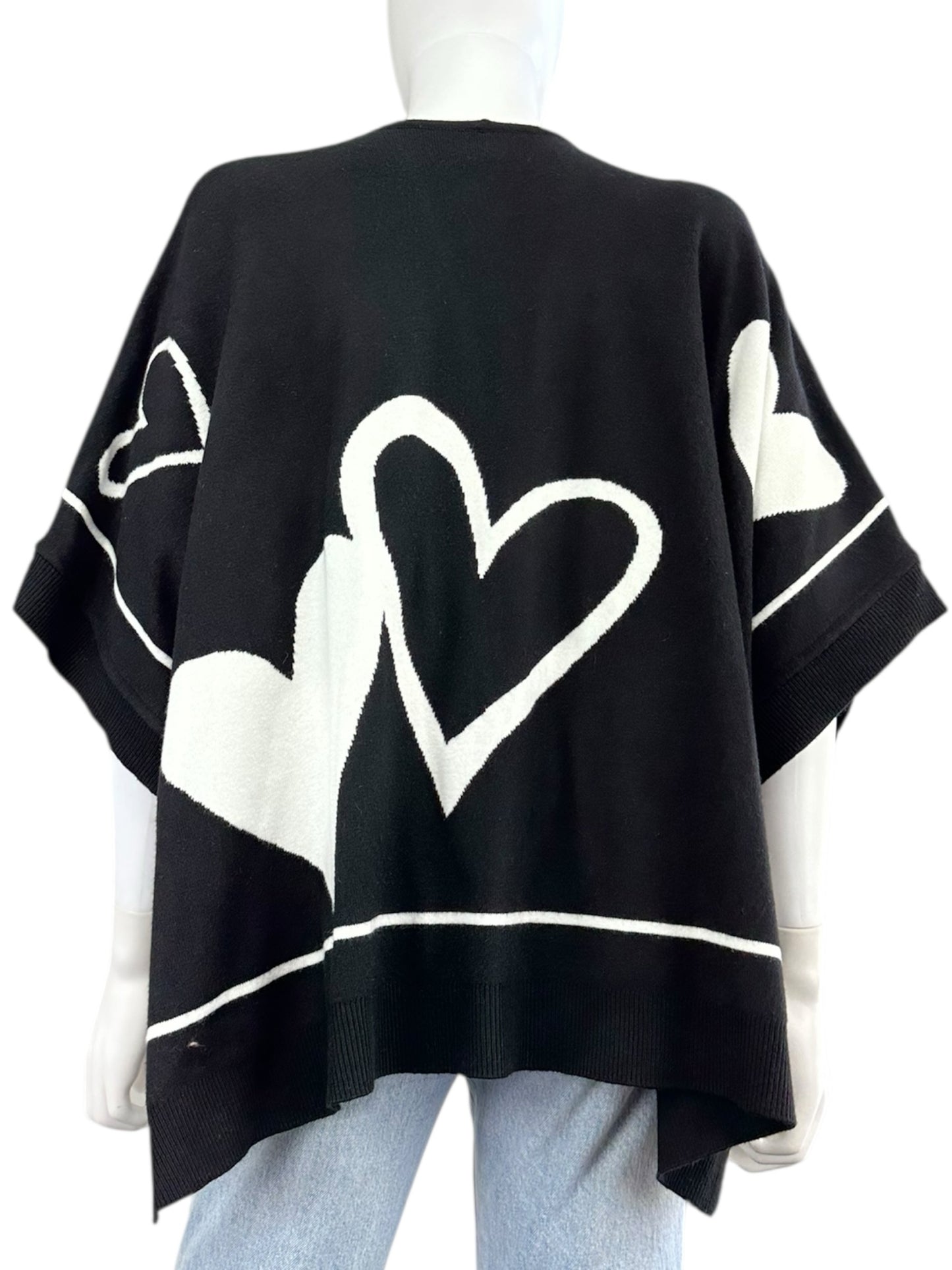 Chico's NWT Reversible Hearts Ruana Sweater Cardigan Size M