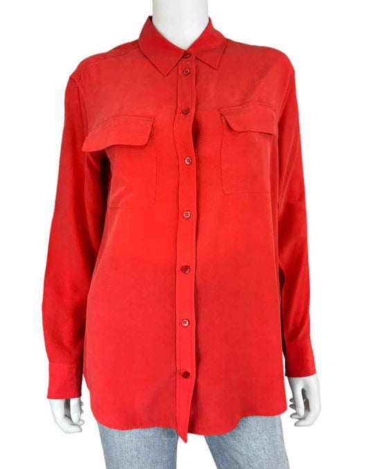 EQUIPMENT Coral Silk Button-down Shirt Size S