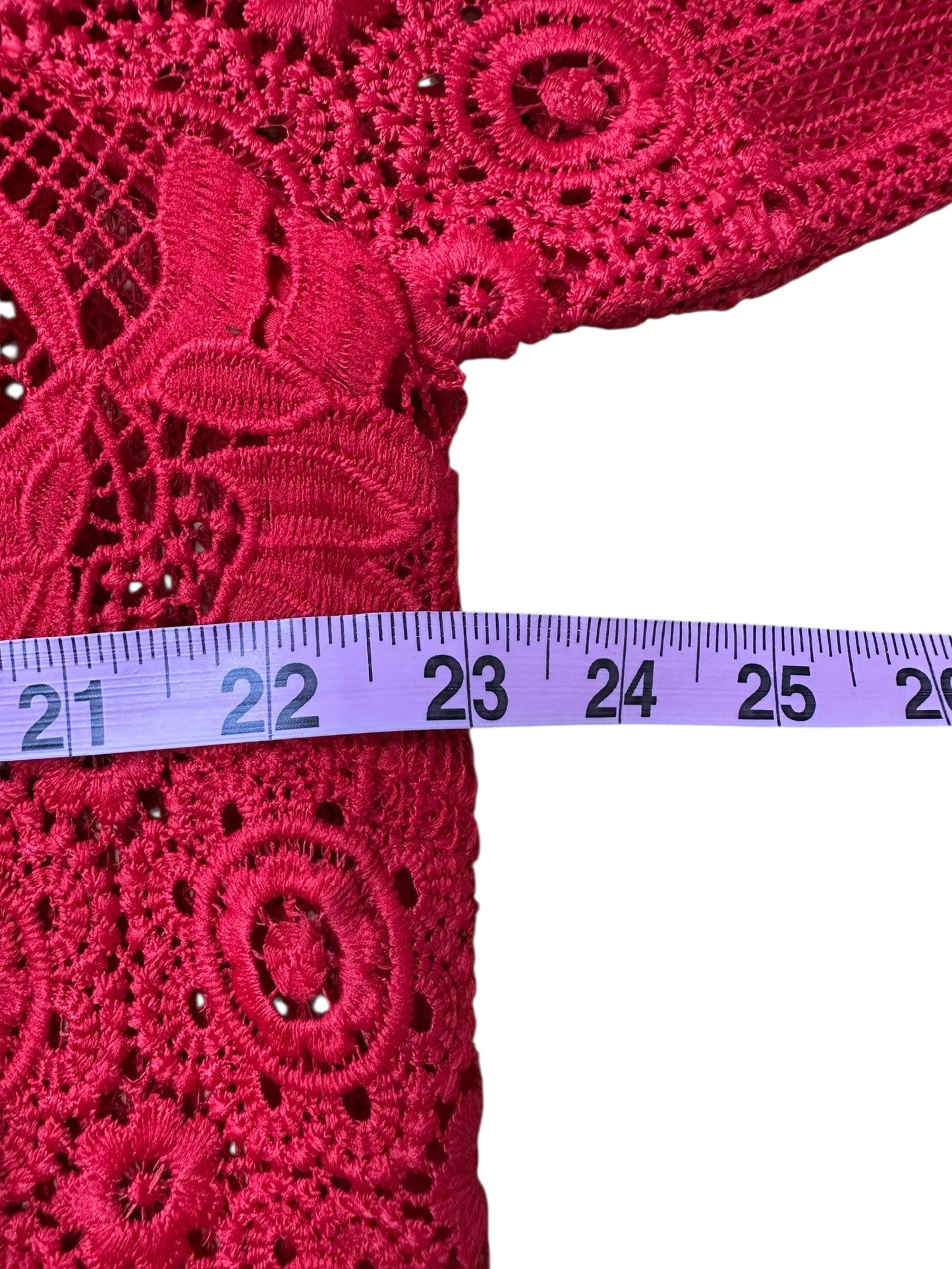 Chico's Red Eyelet Lace Bomber Jacket Size L