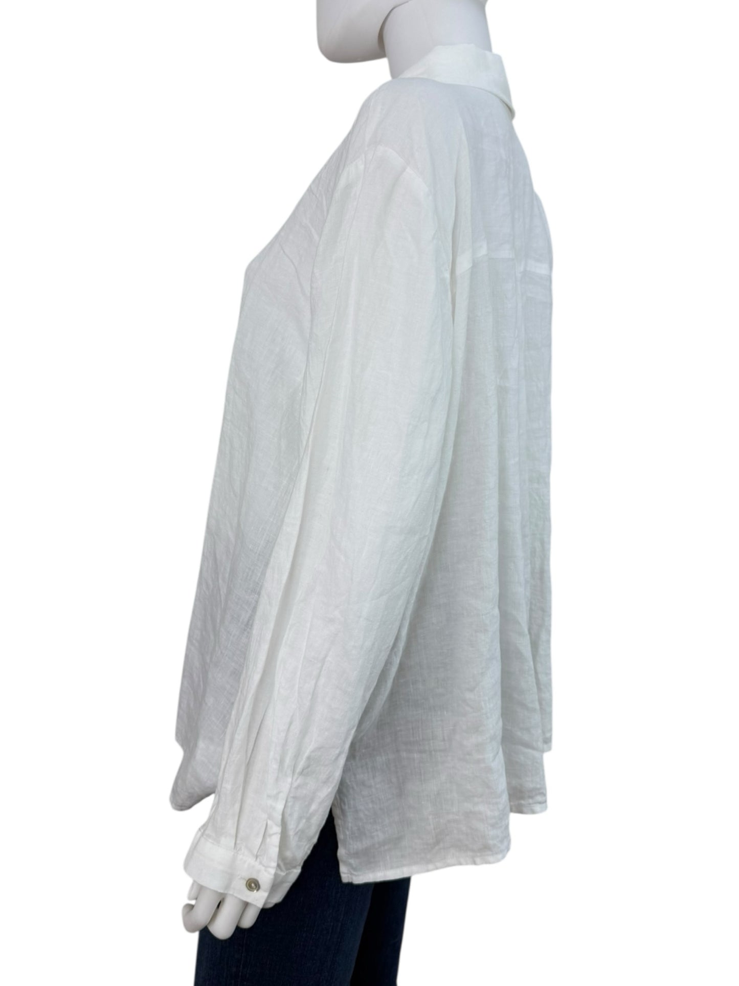 EILEEN FISHER NWT White 100% Linen Button-Down Shirt Size 1X