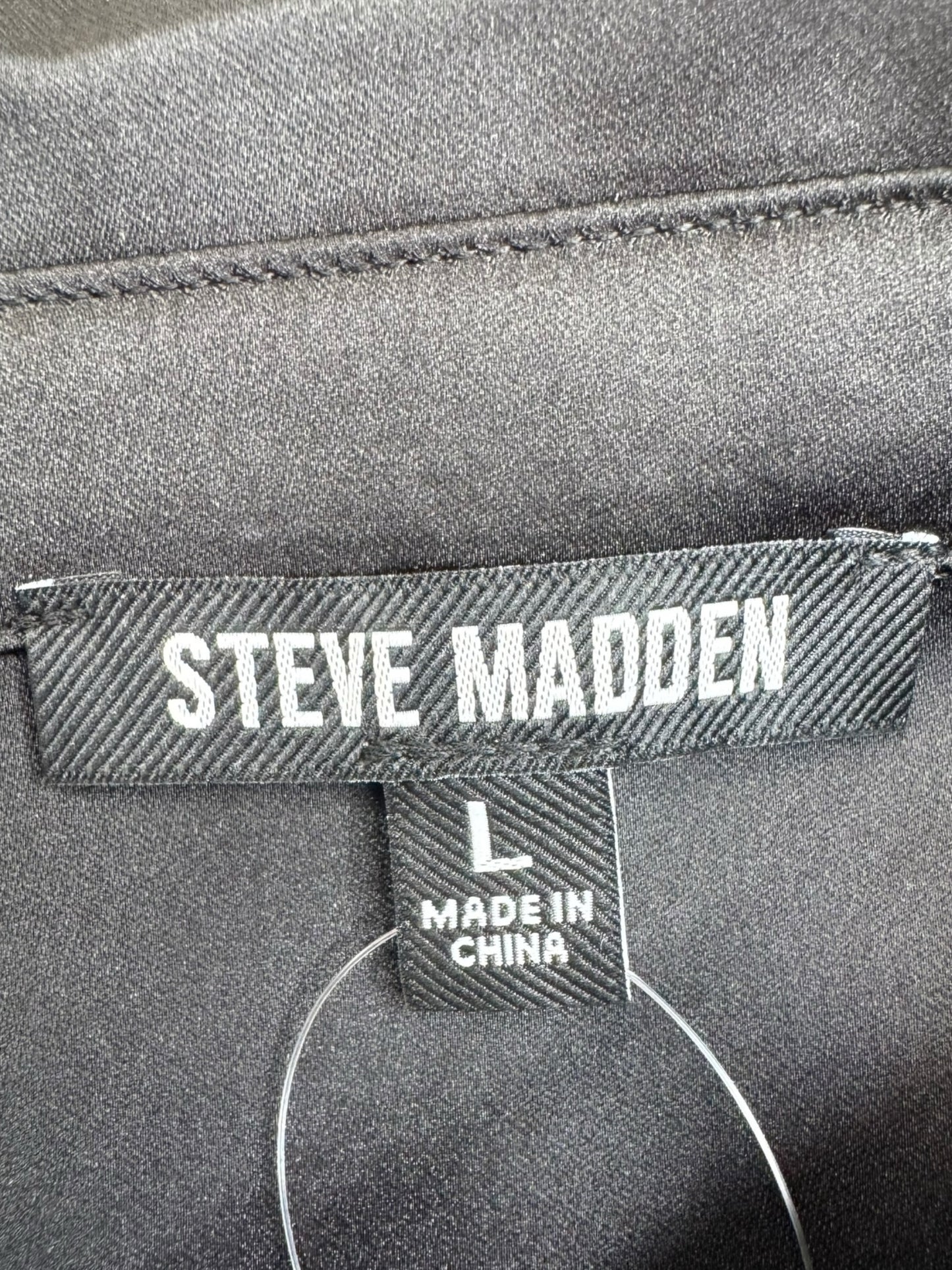 STEVE MADDEN NWT Black Satin ASA Button-down Size L