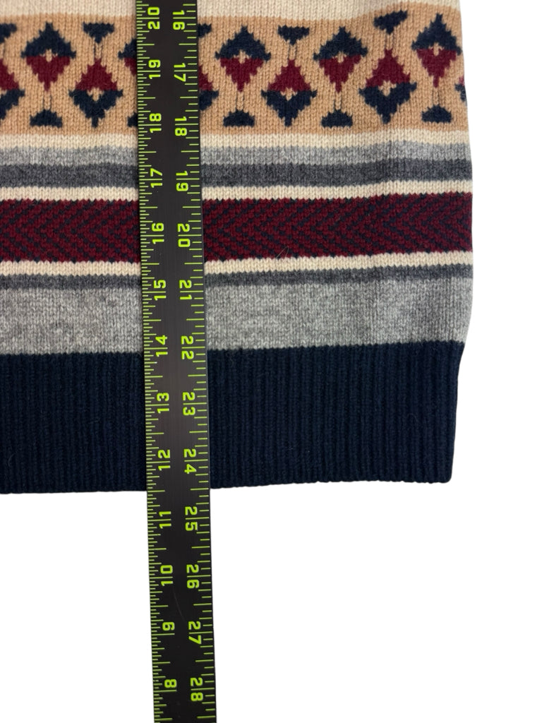 J. Crew Navy Jeweled Fair Isle Wool Sweater Size L