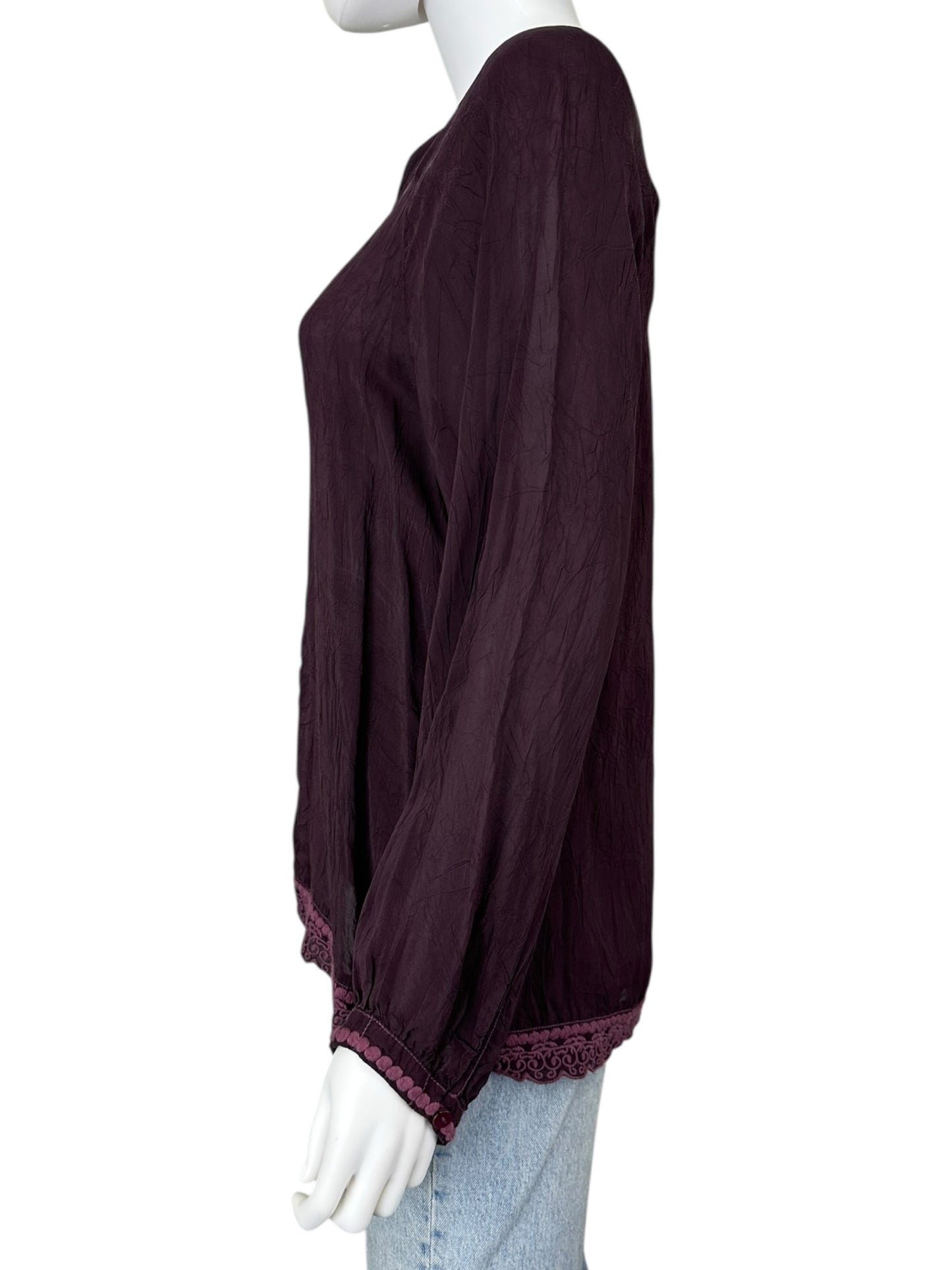 Johnny Was Purple Embroidered Blouse Size S