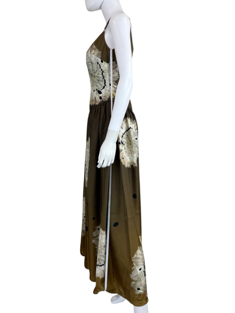 CYNTHIA ROWLEY NWT 100% Silk Dark Green Maxi Dress