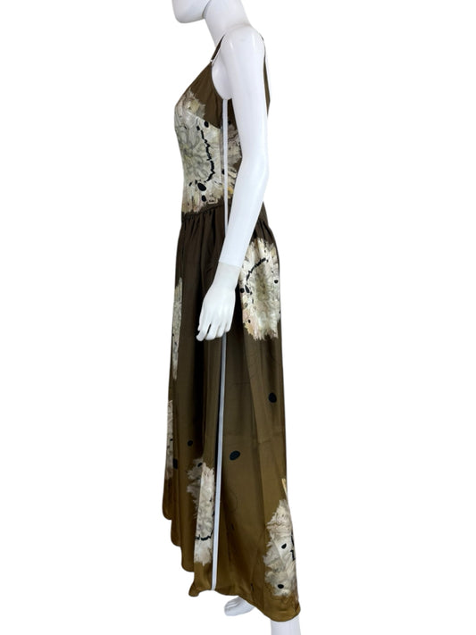 CYNTHIA ROWLEY NWT 100% Silk Dark Green Maxi Dress