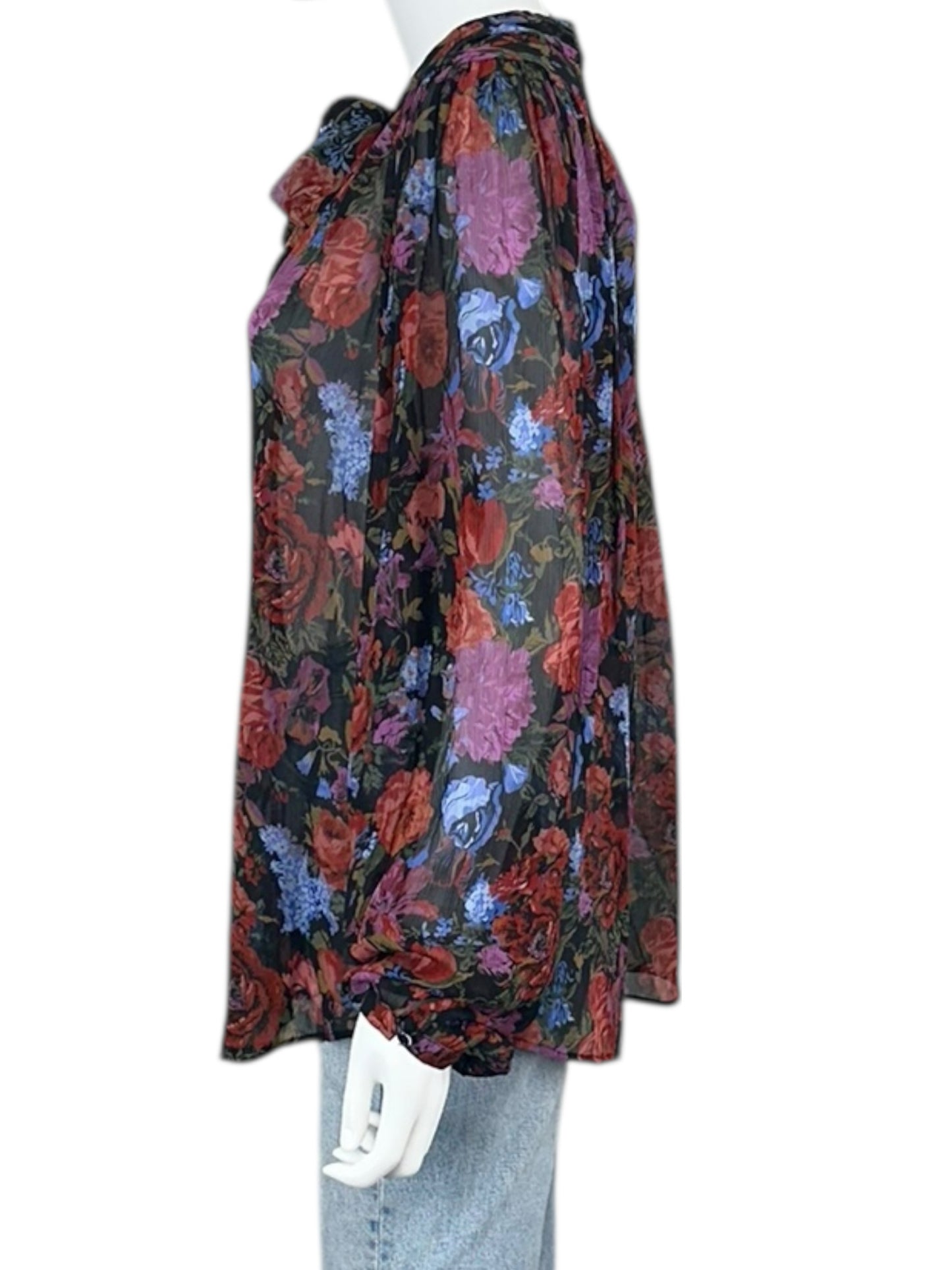 PAIGE 100% Silk Floral Print Blouse Size L