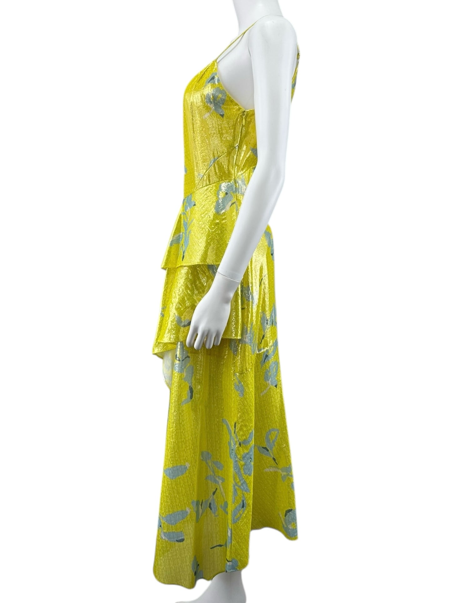 Tanya Taylor Yellow Analia Degrade Ruffle Dress Size S