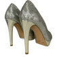 JIMMY CHOO Luna Champagne Glitter Peeptoe Pumps Size 38.5