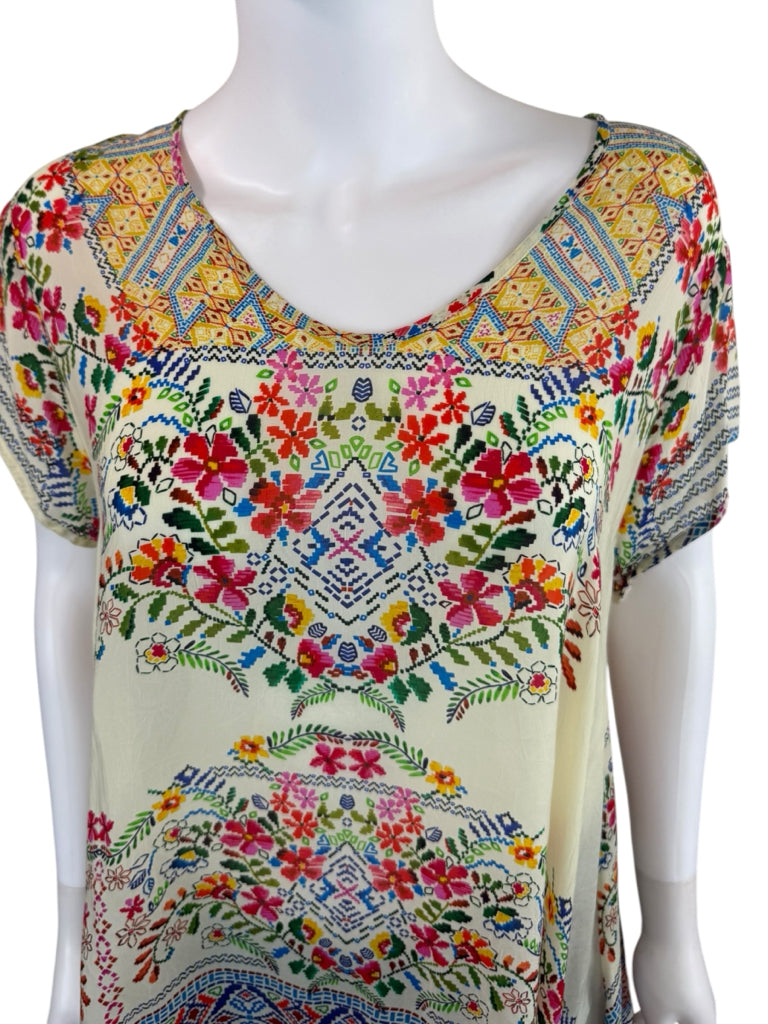 Johnny Was Floral Tunic Top Size M