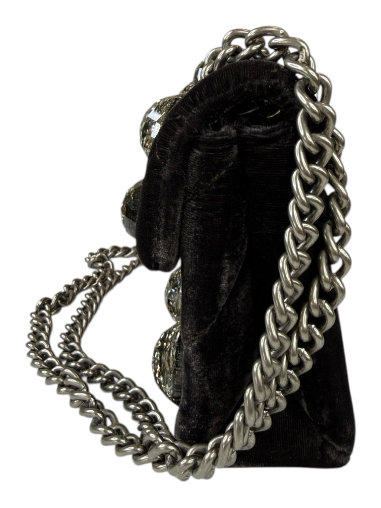 KURT GEIGER NWT Black Velvet Mini Kensington Crossbody Purse