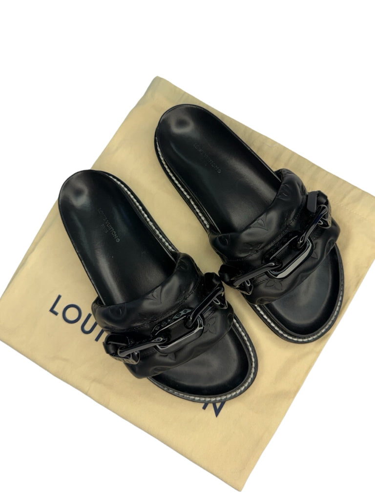 Louis Vuitton Black Sunset Flat Comfort Mule Size 37.5