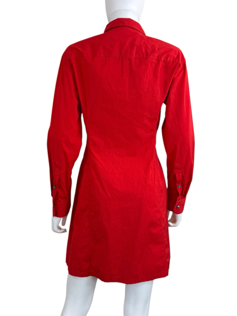 Theory Red T-Shirt Button-Down Mini Dress Size 6