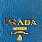 PRADA Blue Leather Shoulder Foldover Bag Designer Handbag