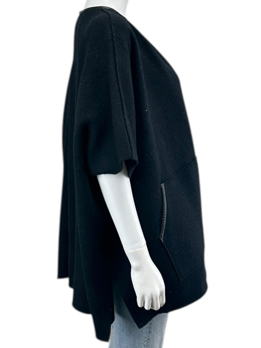 EILEEN FISHER Black 100% Wool Kimono Size XXS