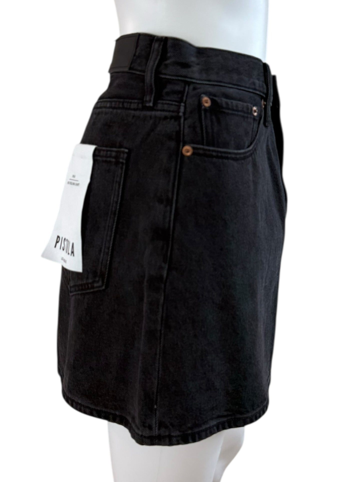 PISTOLA NWT Black Rhea Mid Rise Denim Mini Skirt Size 29