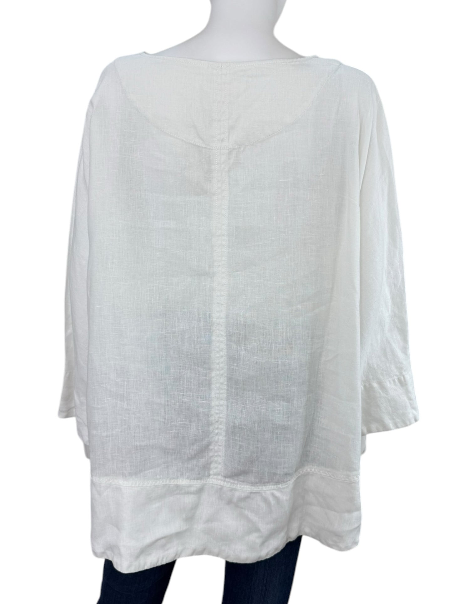 TRINA TURK White 100% Linen Blouse Size L