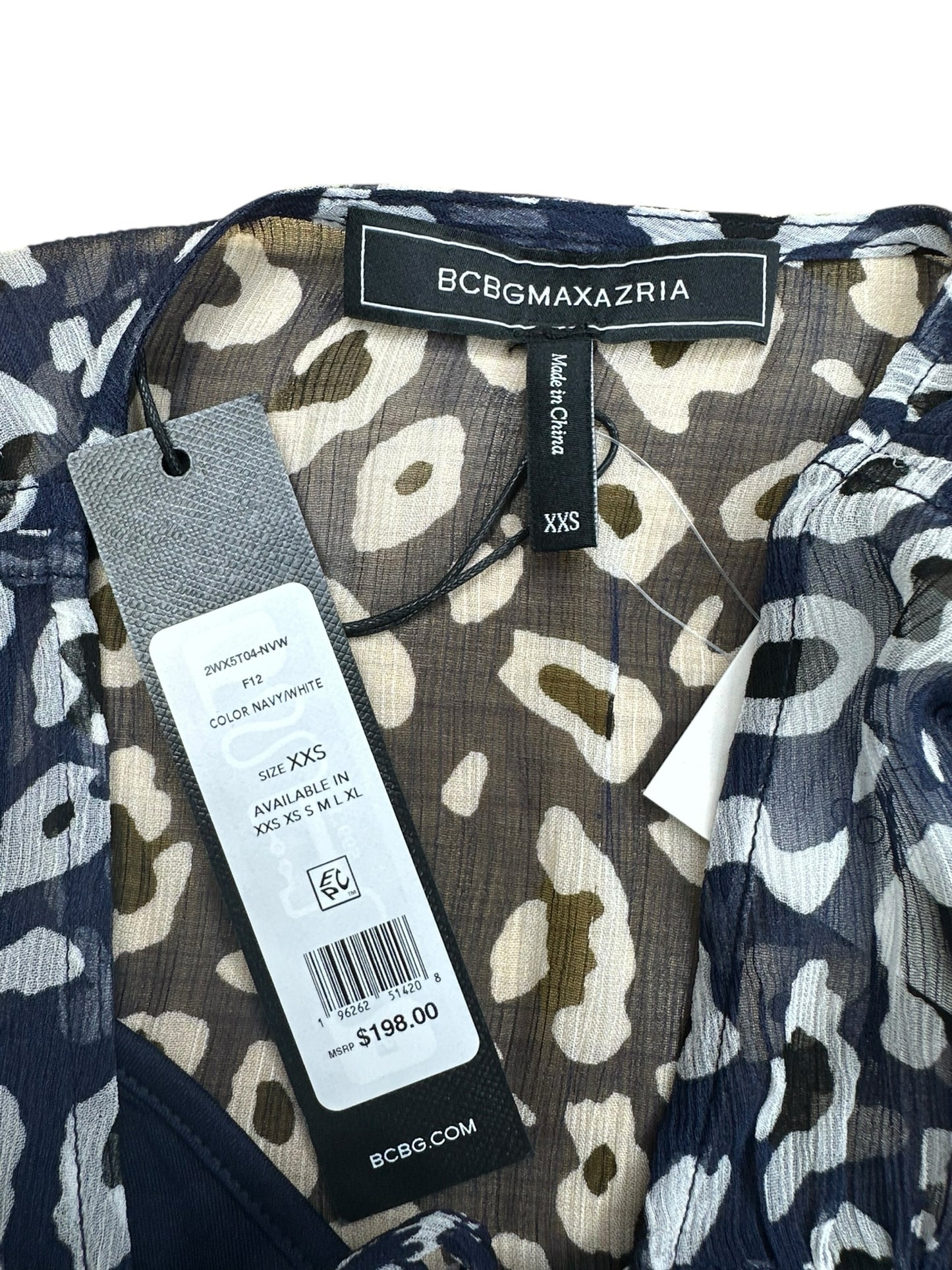 BCBGMAXAZRIA NWT Blue Leopard Print Blouse Size XXS
