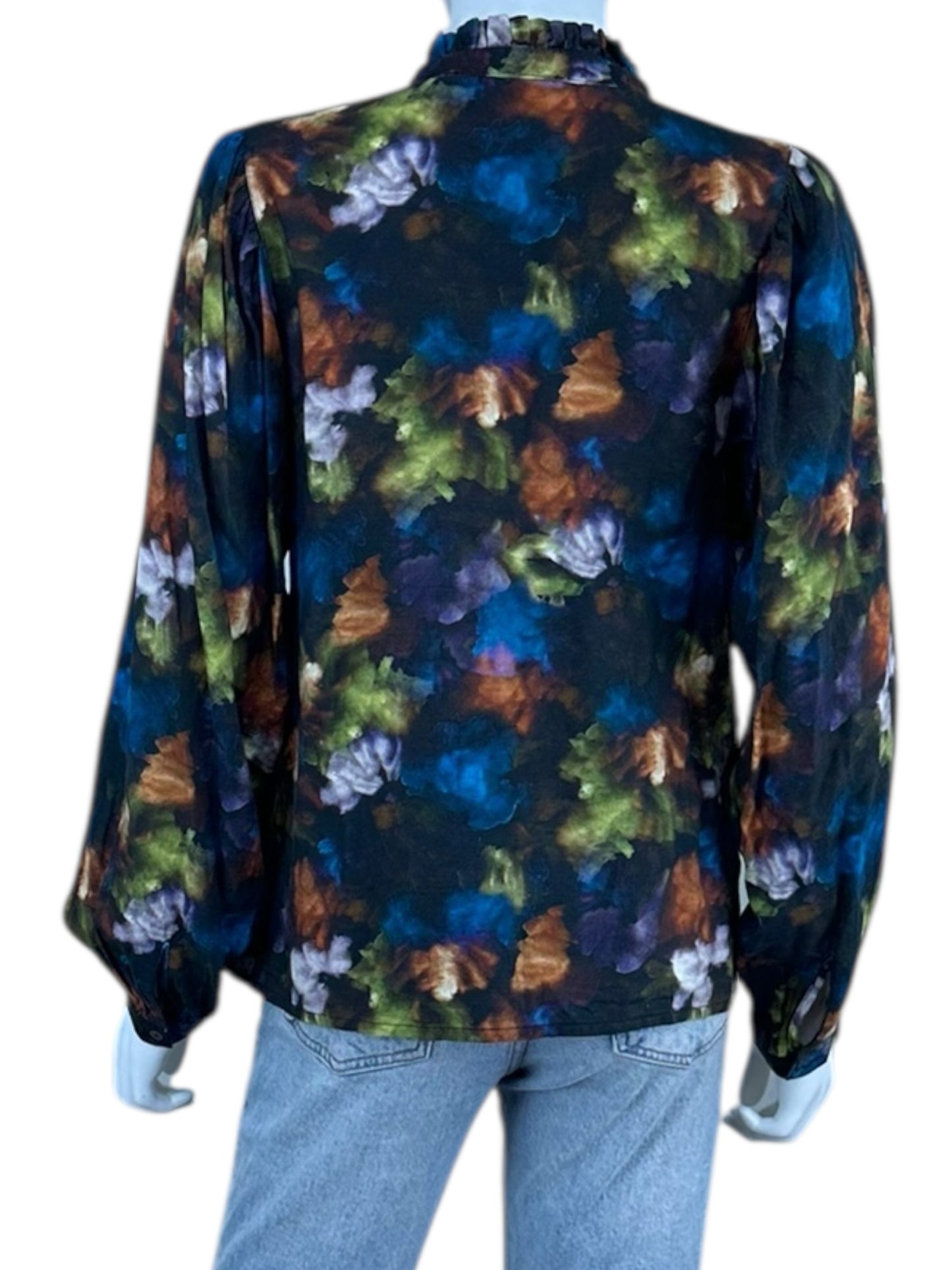 LILLA P 100% Cotton Watercolor Button-Down Shirt Size S