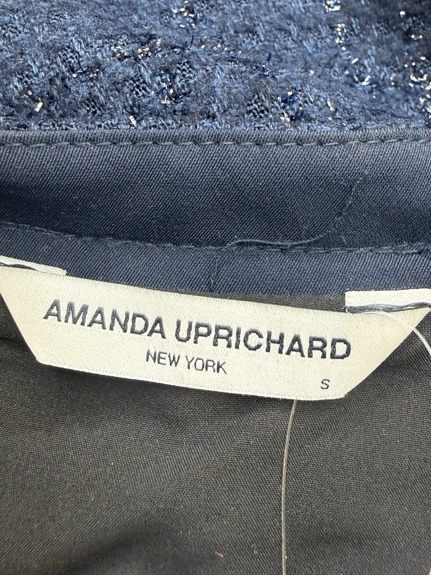 AMANDA UPRICHARD Navy Tweed Cocktail Dress Size S
