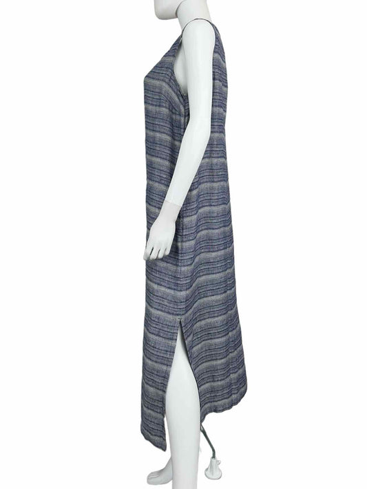 J. Jill Blue Striped Linen Midi Dress Size M