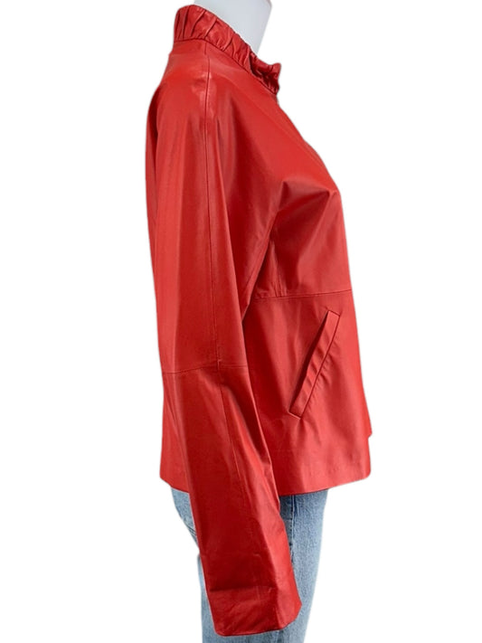 LAFAYETTE 148 NEW YORK Red Genuine Leather Jacket Size 8