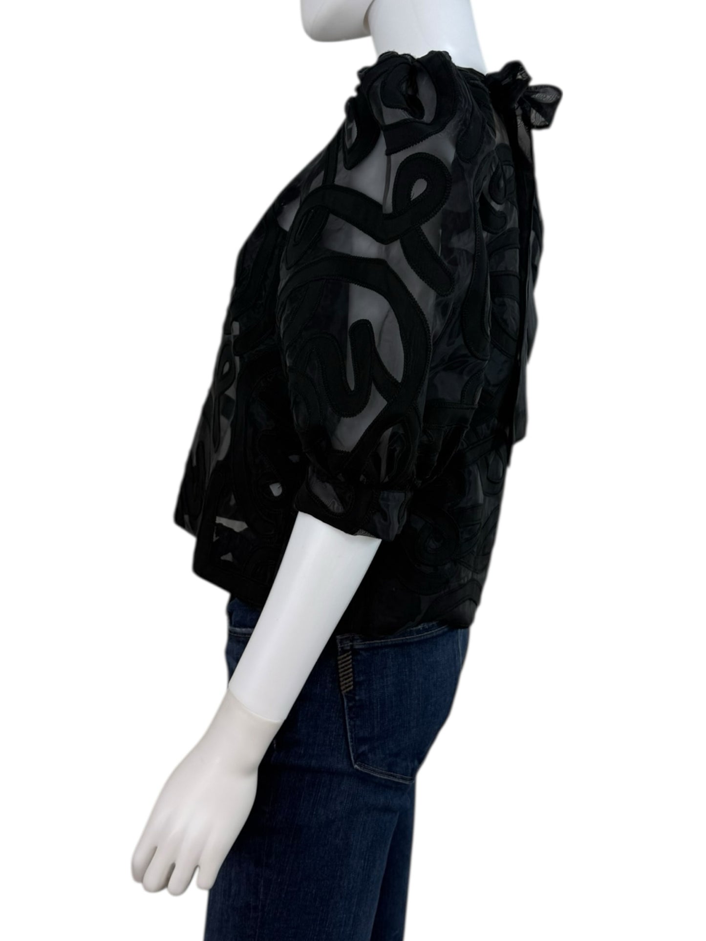 Emily McCarthy NWT Black Organza Bella Blouse Size XS
