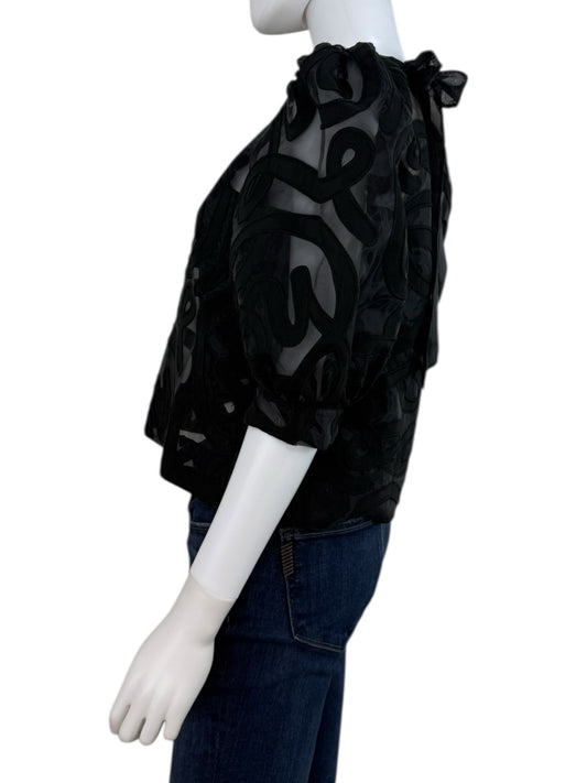 Emily McCarthy NWT Black Organza Bella Blouse Size XS