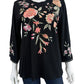 Johnny Was Black Embroidered Vienna Kimono Sleeve Tee Size M