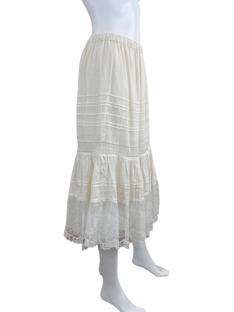 Spell Cream Organic Cotton Teodora Lace Midi Skirt Size S