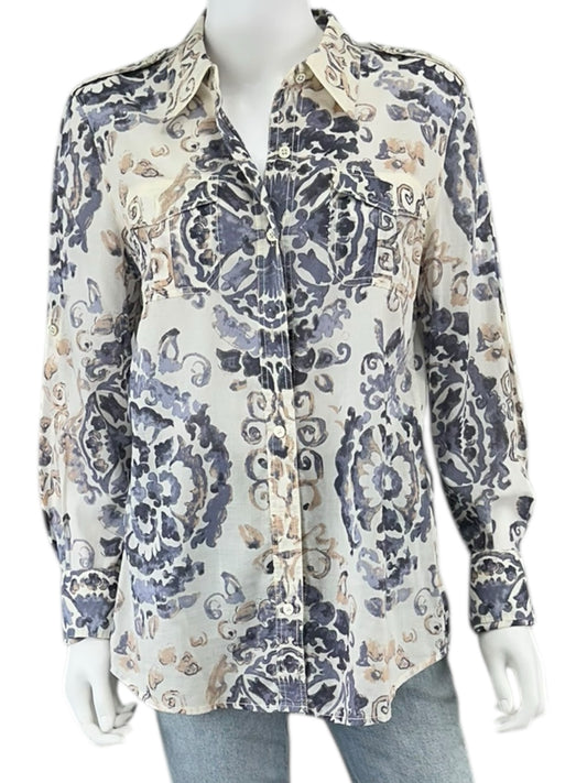 Tory Burch 100% Cotton Paisley Button-Down Shirt Size 12