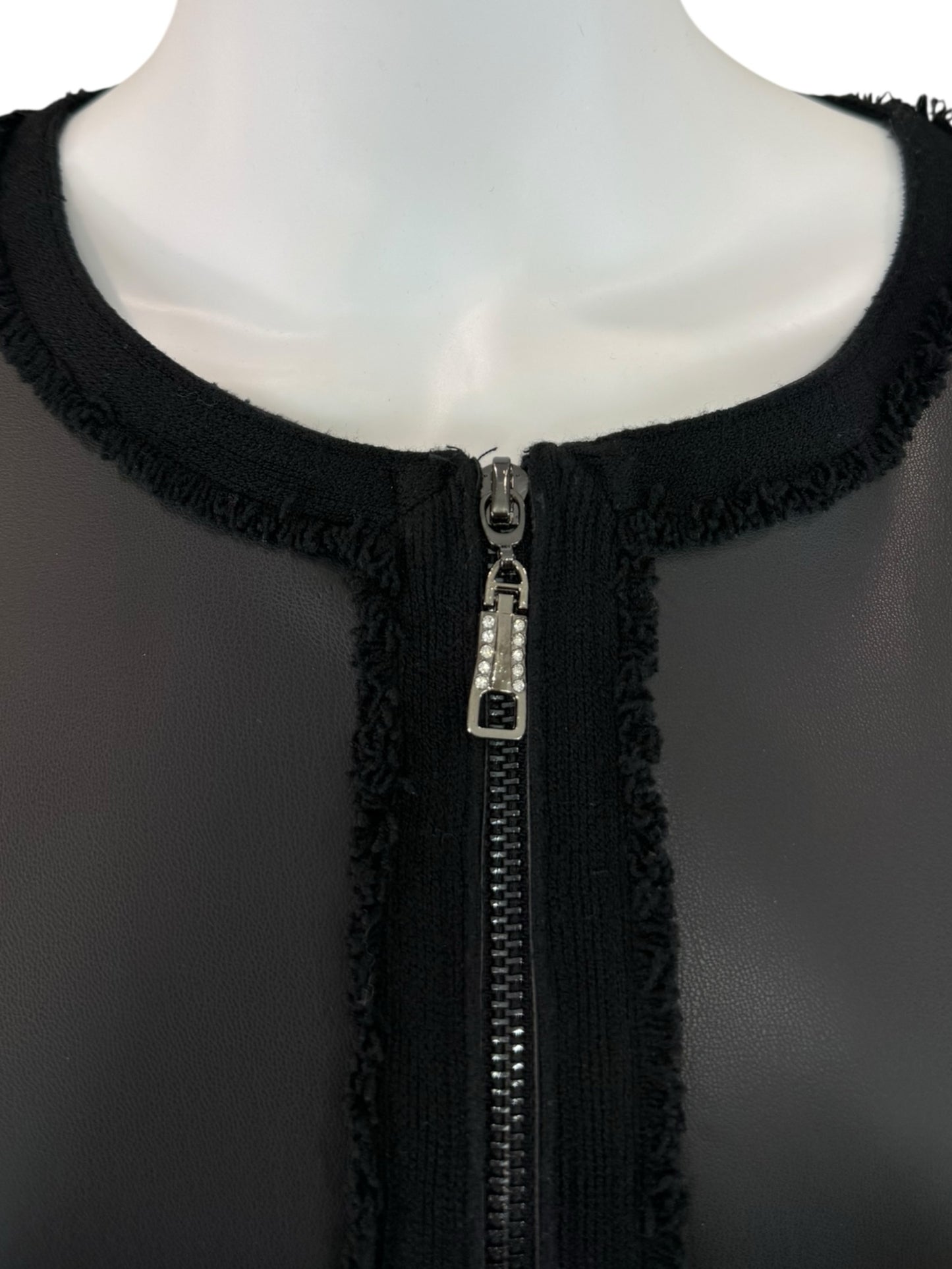 Sioni NWT Black Knit Faux Leather Jacket Size M