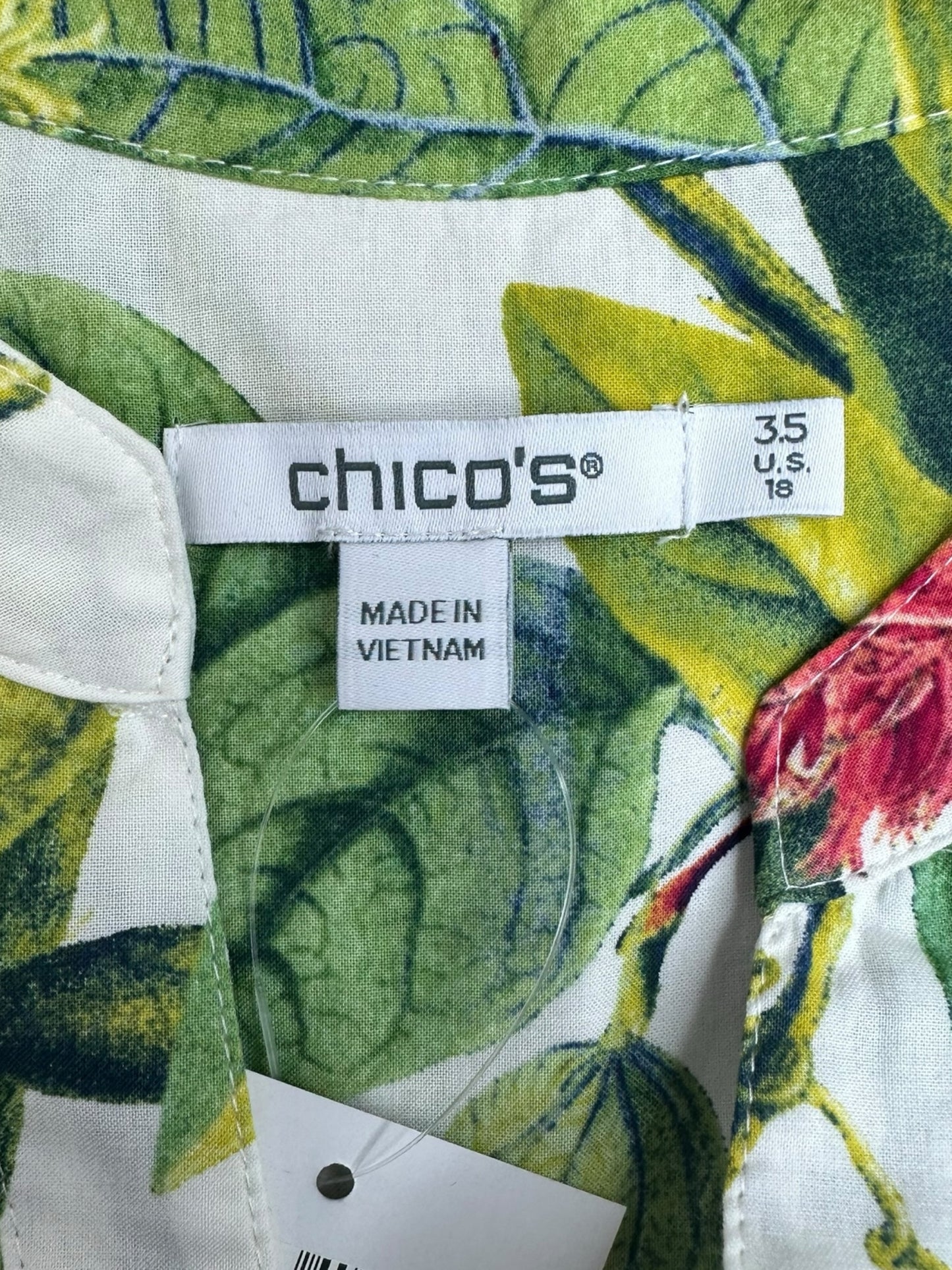 Chicos White Tropical Button Down Size XL