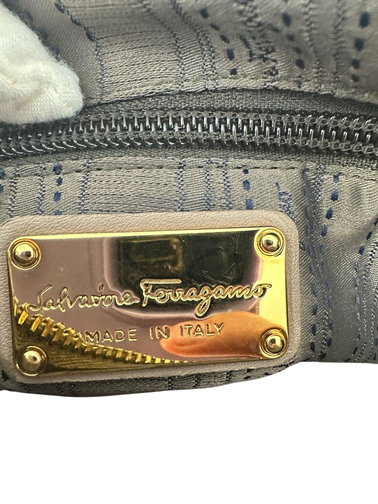 Salvatore Ferragamo Grey Purple Purse