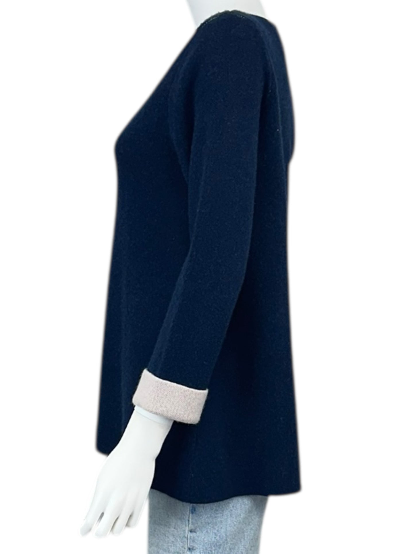 TAHARI Navy 100% Cashmere Sweater Size M