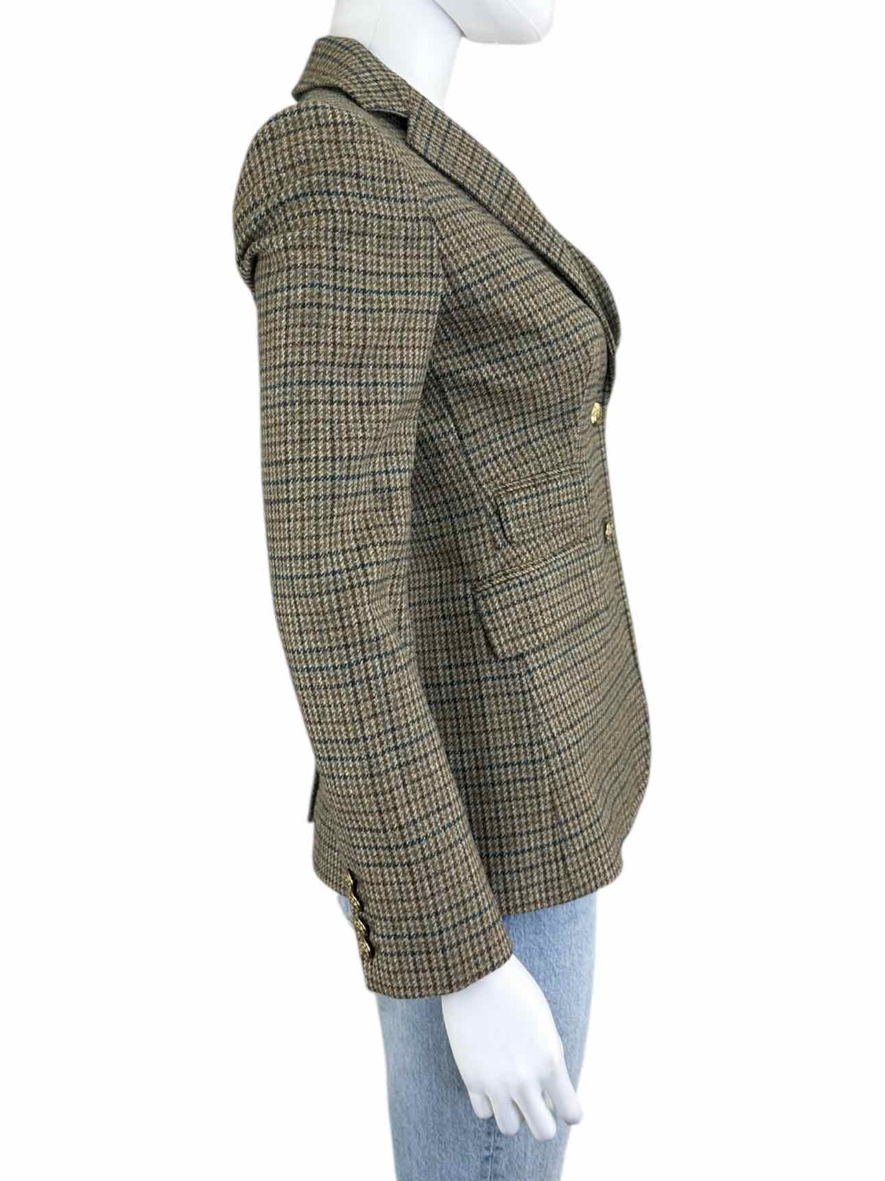 Vintage Brown Plaid Wool Blend Blazer Size 00