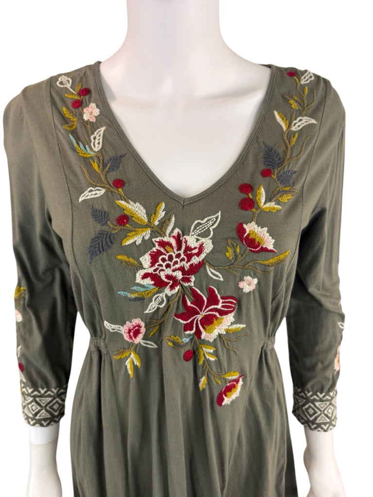 Johnny Was Green Anzia Embroidered Harlowe Dress Size XS