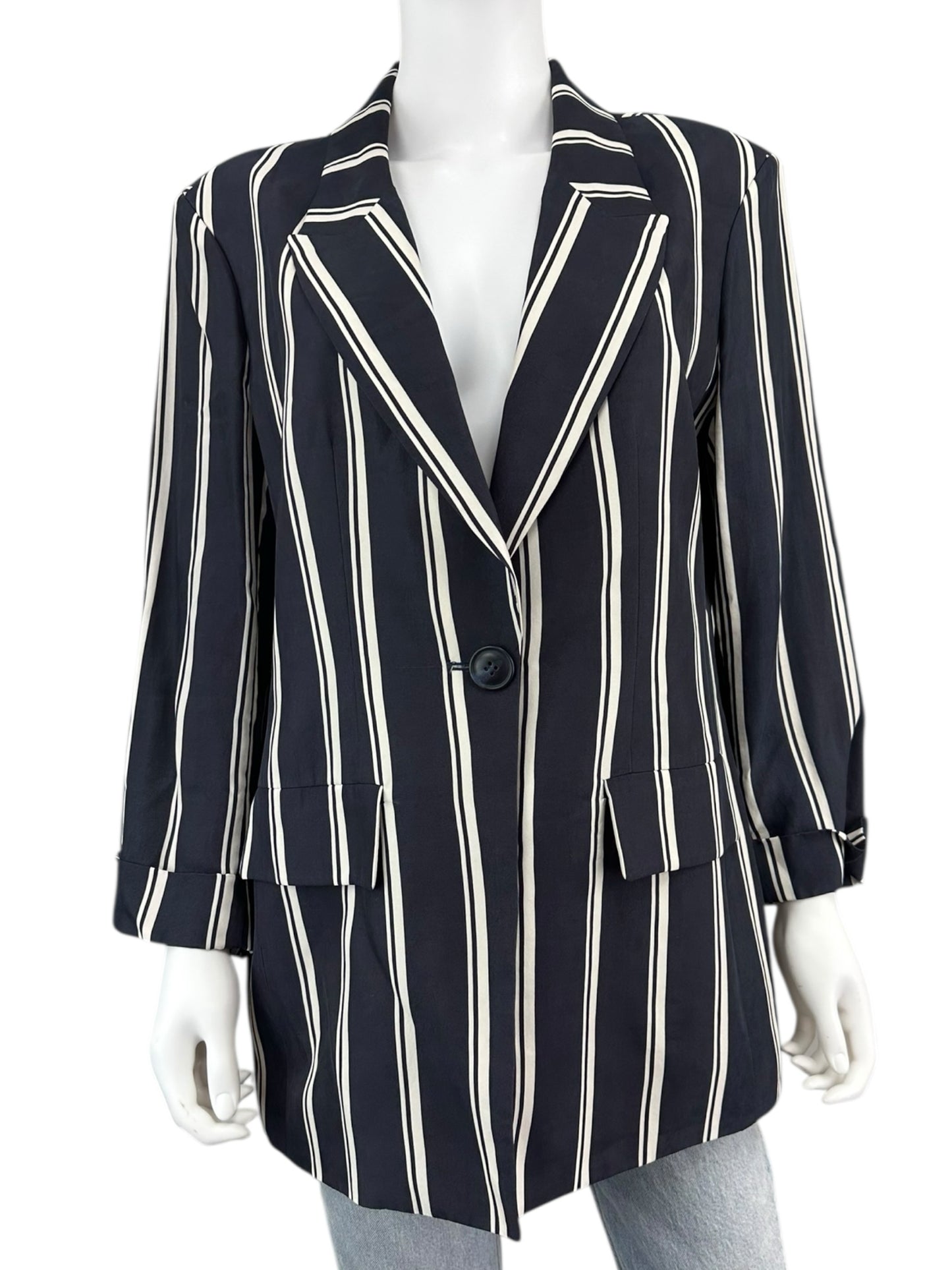 Iris Setlakwe Navy Striped Blazer Size 12