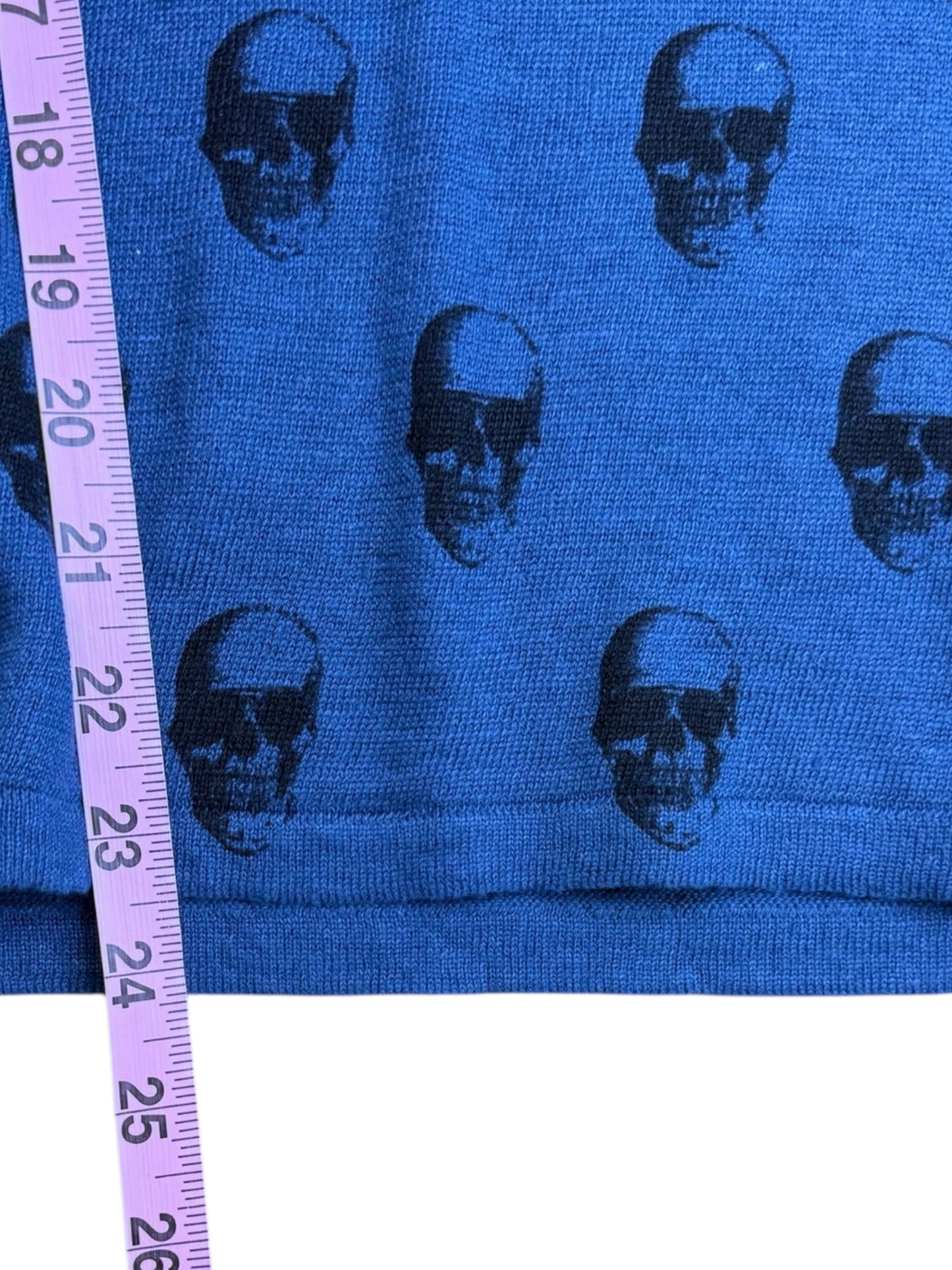 SKULL CASHMERE Blue Linen Skull Sweater Size M