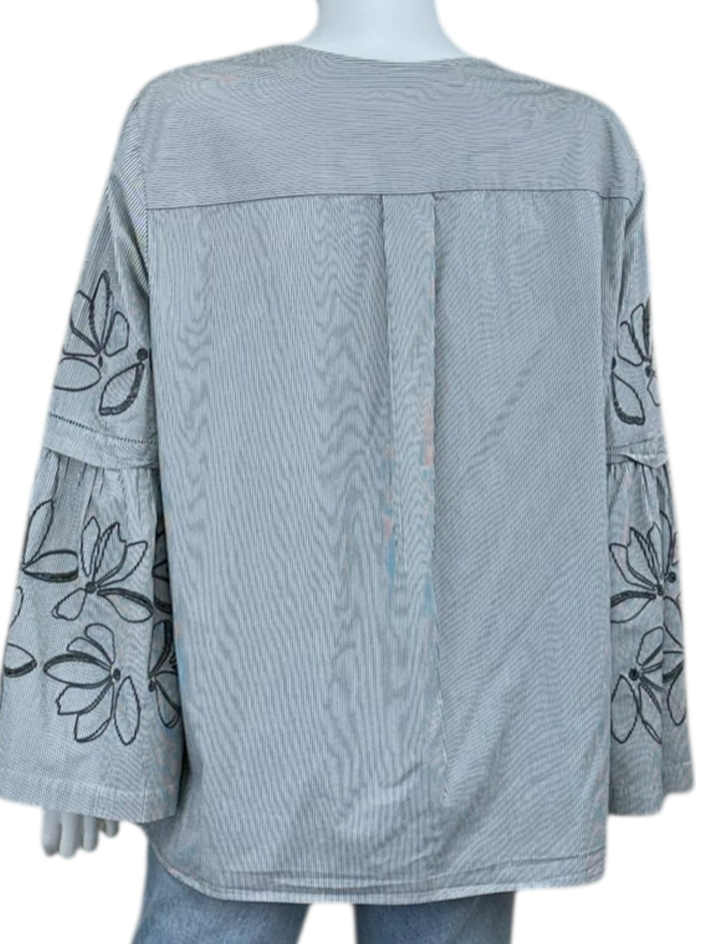 LAFAYETTE 148 NEW YORK Gray Striped Button-Down Shirt Size XL