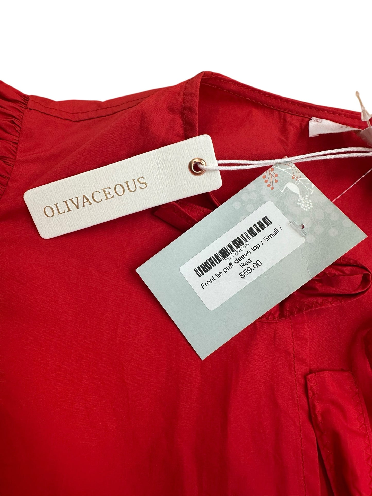 NWT Oliviaceous Red Tie Blouse Size S