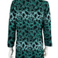 MING WANG Green Jacquard Knit Cardigan Jacket Size S